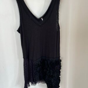 Free People Black Tunic Dress/Top with lace trim